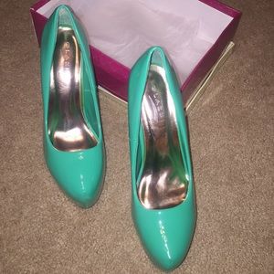 Sea-foam green high heels